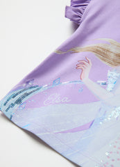 T-Shirt With Sequins And Elsa Print
