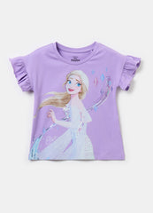 T-Shirt With Sequins And Elsa Print
