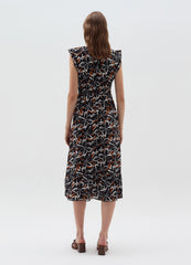 Long Floral Dress With Smock Stitch