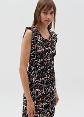 Long Floral Dress With Smock Stitch