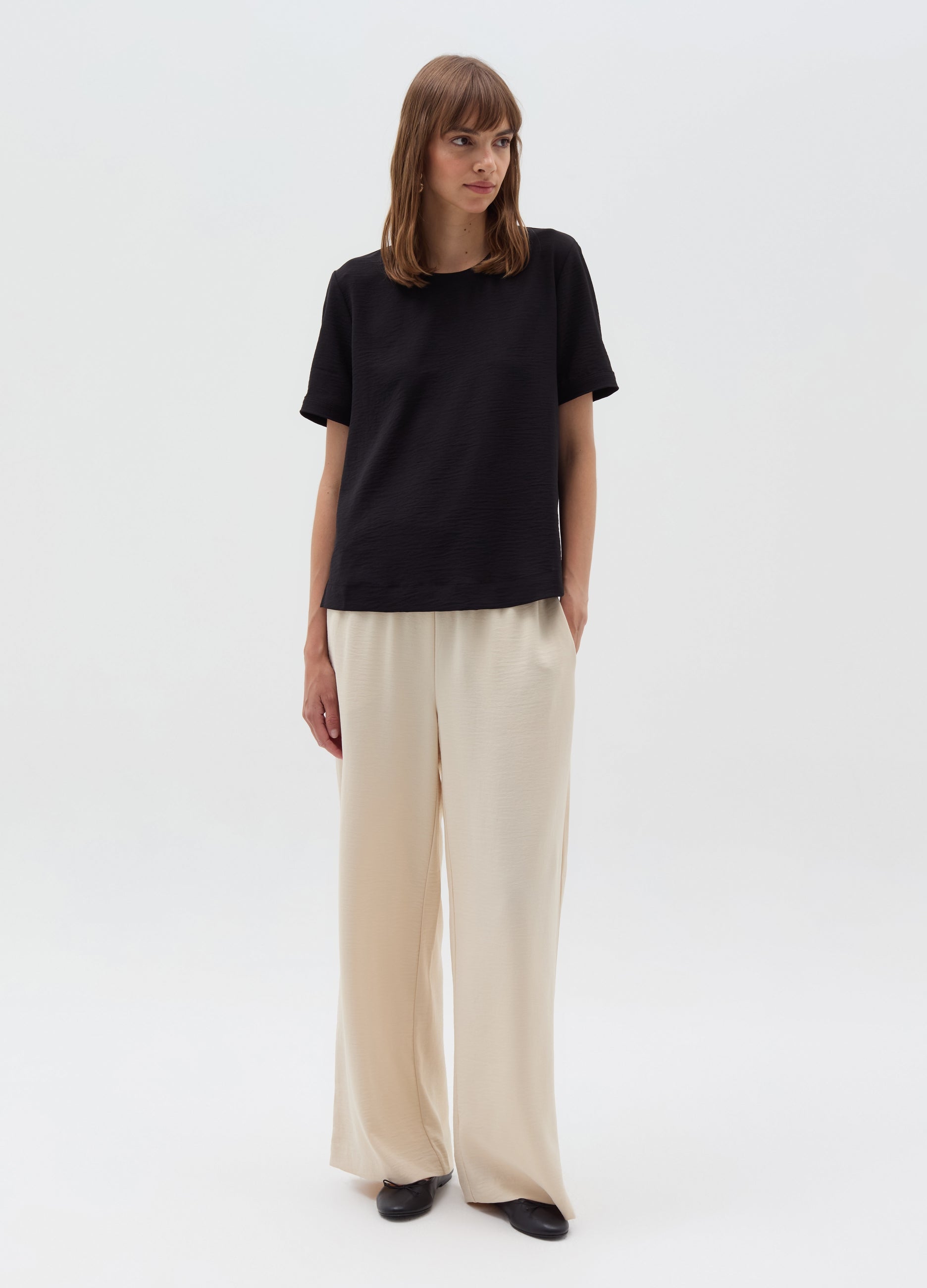 Crinkle-Effect Blouse With Small Splits