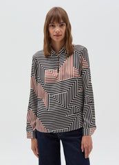Ovs Satin Blouse With Print And Button