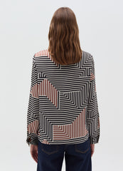 Ovs Satin Blouse With Print And Button
