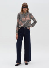 Ovs Satin Blouse With Print And Button