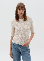 Pointelle T-Shirt With Raised Design