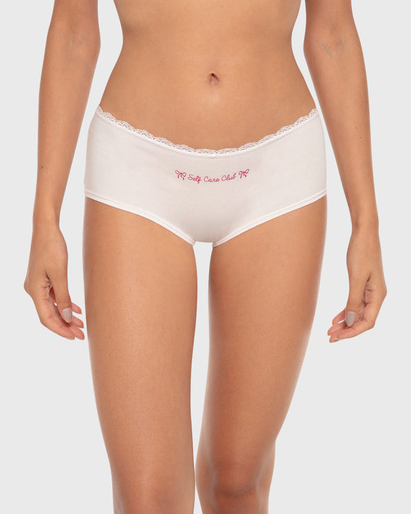 Isla & Evie Printed Cotton Boyshort Panty Pink Placement / L