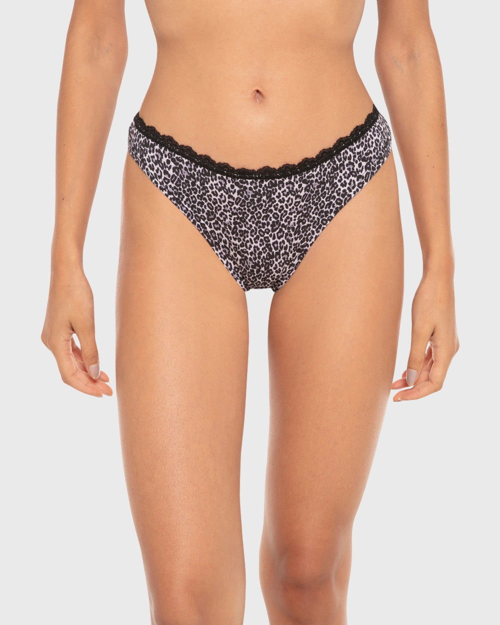Isla & Evie Printed Cotton Thong Panty Lilac Leopard / S