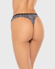 Isla & Evie Printed Cotton Thong Panty Lilac Leopard / S