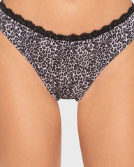 Isla & Evie Printed Cotton Thong Panty Lilac Leopard / S