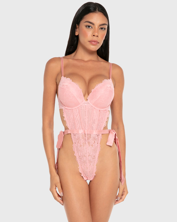 Isla & Evie Lace Wired Bodysuit Vintage Rose / S