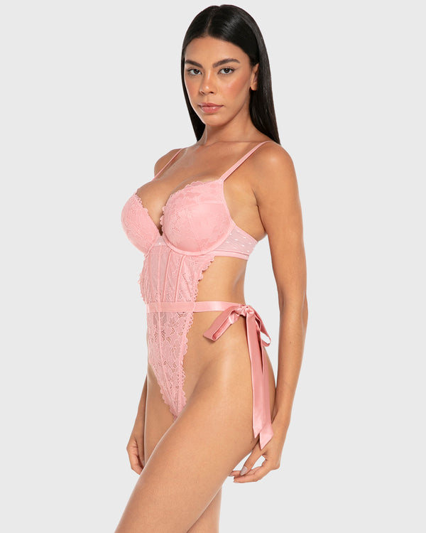 Isla & Evie Lace Wired Bodysuit Vintage Rose / S