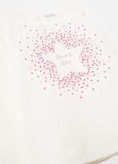 Long-Sleeved T-Shirt With Diamantés And Print