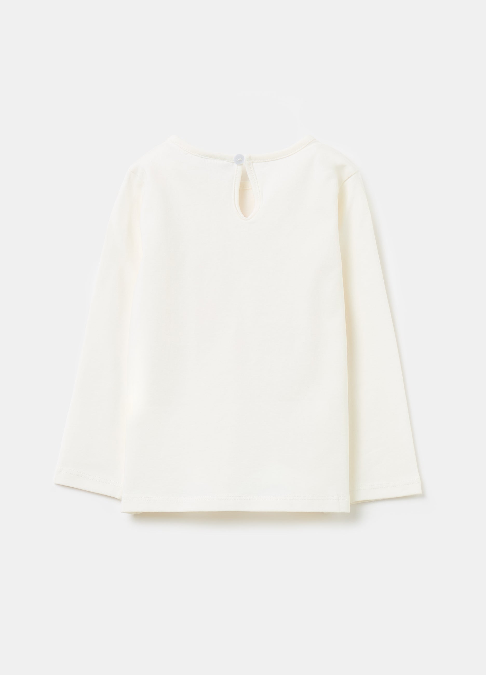 Long-Sleeved T-Shirt With Diamantés And Print