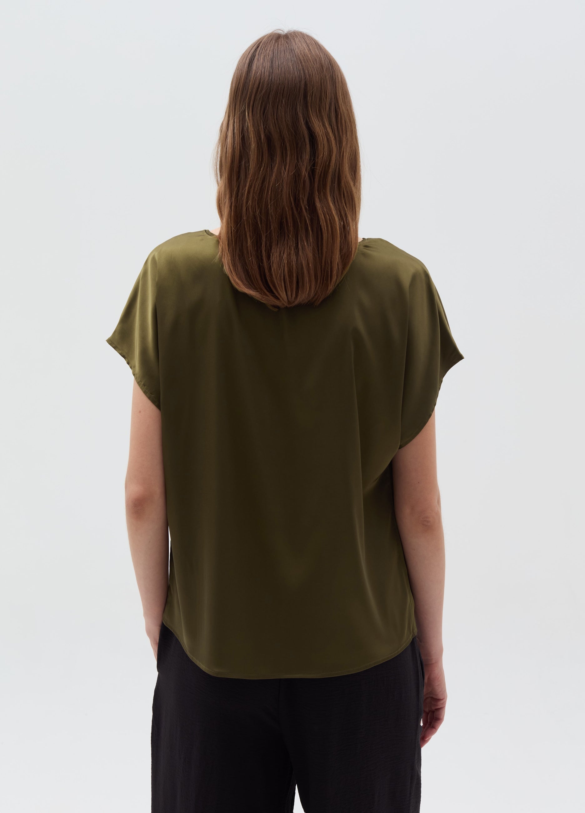 Satin Blouse With Kimono Sleeves