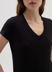 Solid Colour T-Shirt With V Neck