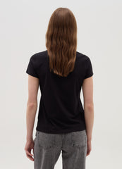 Solid Colour T-Shirt With V Neck