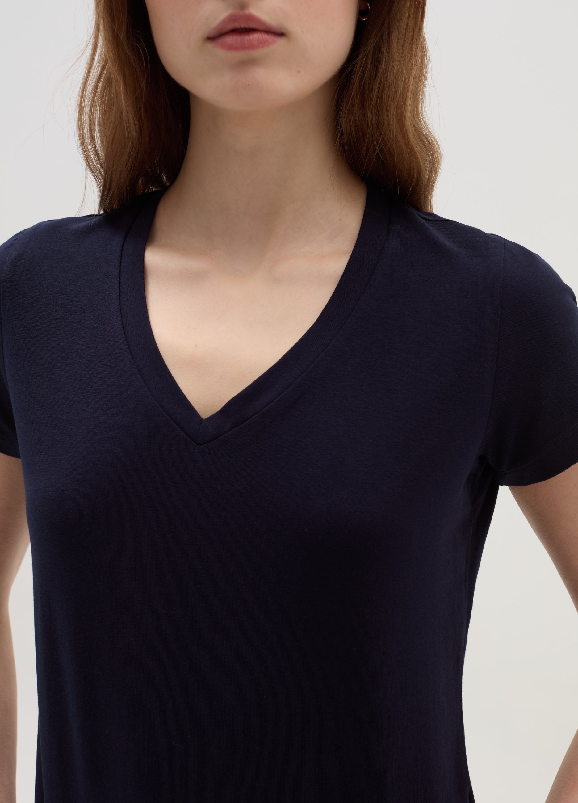 Ovs Solid Colour T-Shirt With V Neck