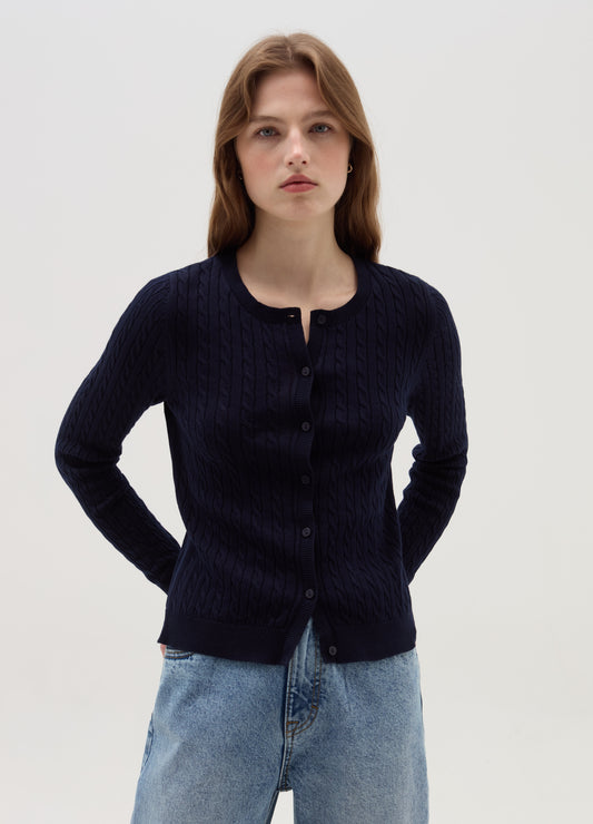 Cardigan With Cable-Knit Design
