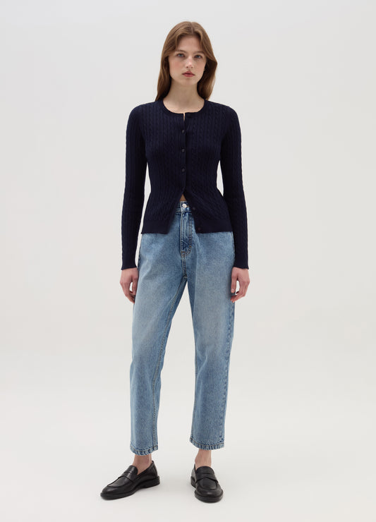 Cardigan With Cable-Knit Design
