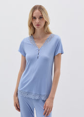 Pyjama Top In Viscose With Short Sleeves