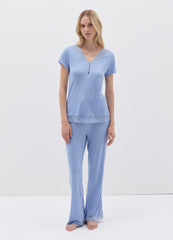 Pyjama Top In Viscose With Short Sleeves