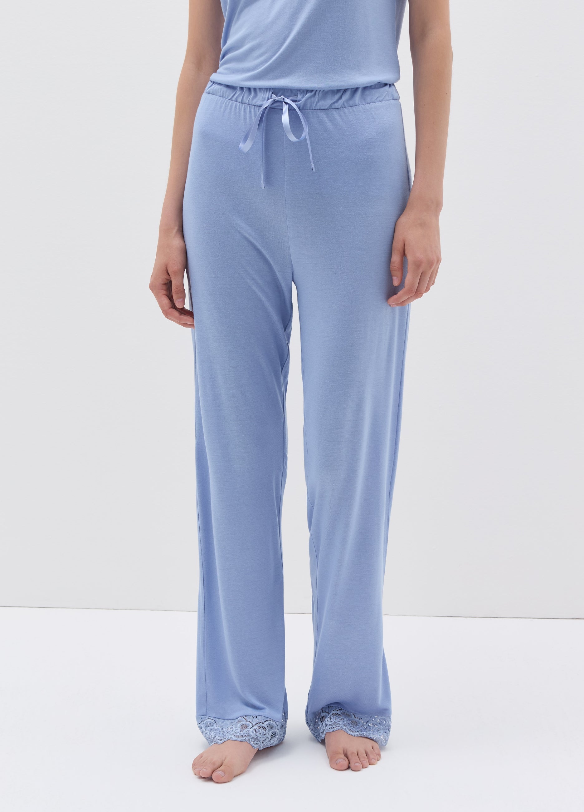 Viscose Pyjama Trousers With Lace