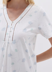 Nightdress With V Neck And Buttons