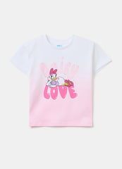 T-Shirt With Diamantés And Daisy Duck Print