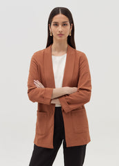 Open Crinkle-Effect Fluid Blazer