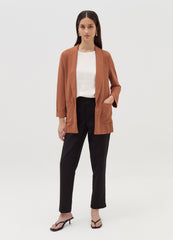 Open Crinkle-Effect Fluid Blazer