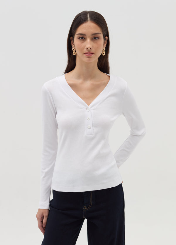 Ovs Long-Sleeved T-Shirt With Granddad Neckline