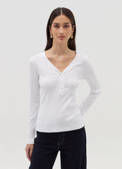 Long-Sleeved T-Shirt With Granddad Neckline