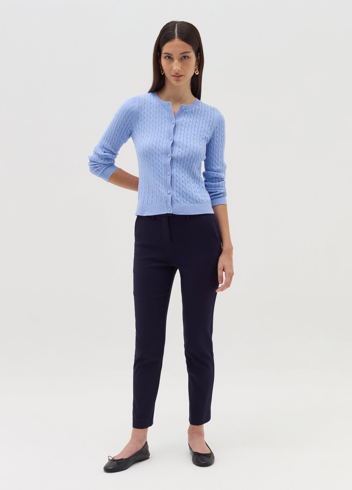 Cardigan With Cable-Knit Design