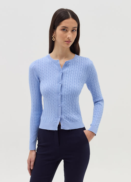 Cardigan With Cable-Knit Design