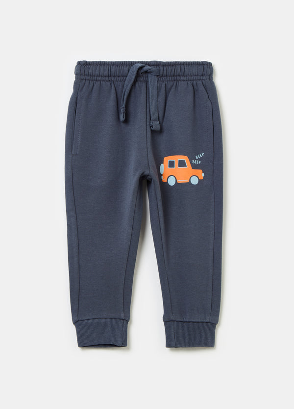 Ovs Fleece Joggers With Drawstring And Print