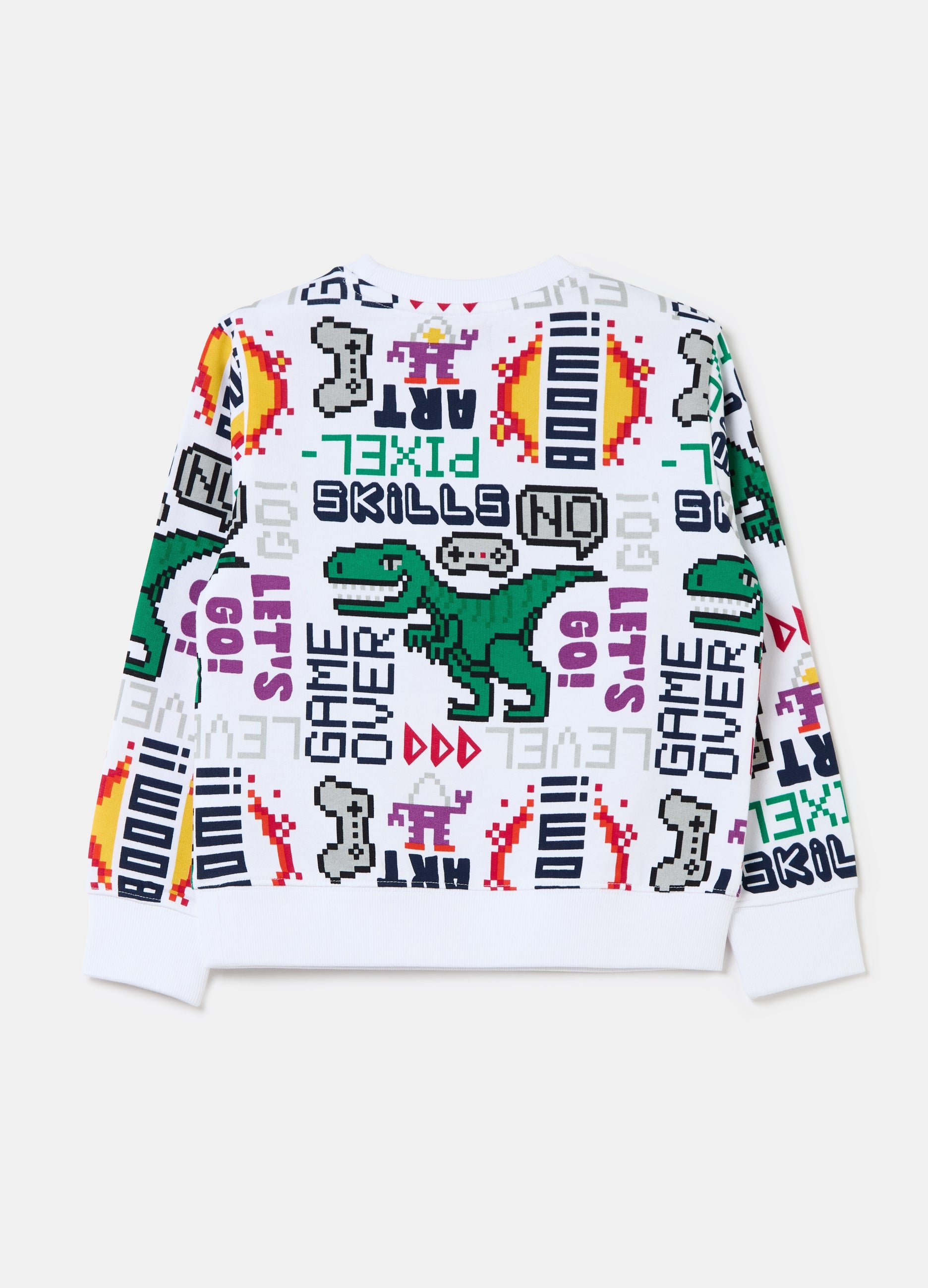 Sweatshirt With Gaming Dinosaur Print