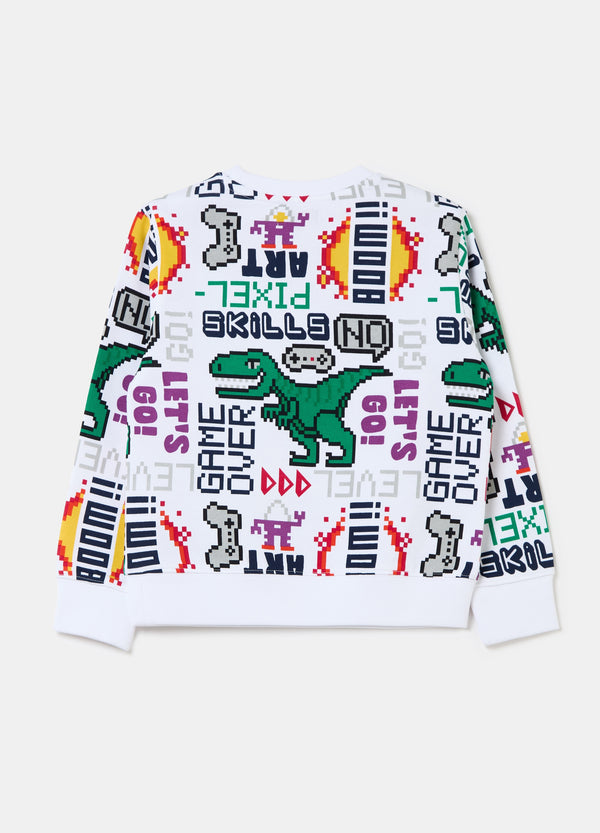 Ovs Sweatshirt With Gaming Dinosaur Print