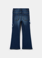 Flare-Fit Jeans With Fringed Hearts