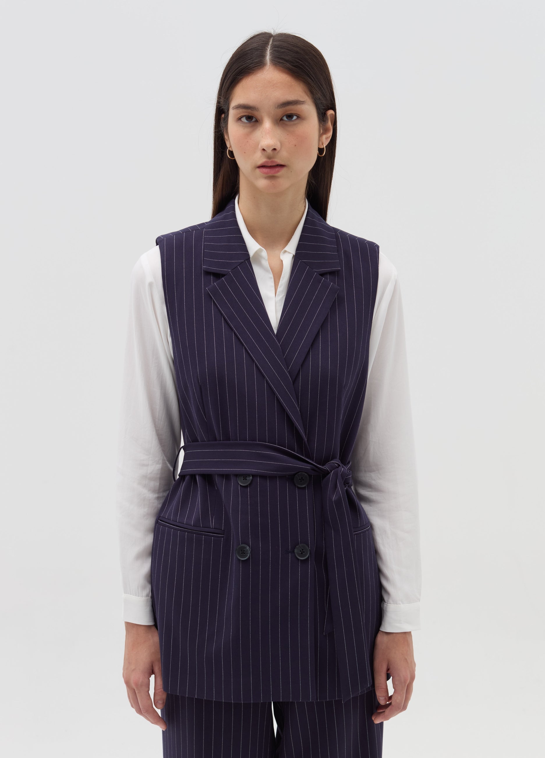 Ovs Double-Breasted Gilet With Belt