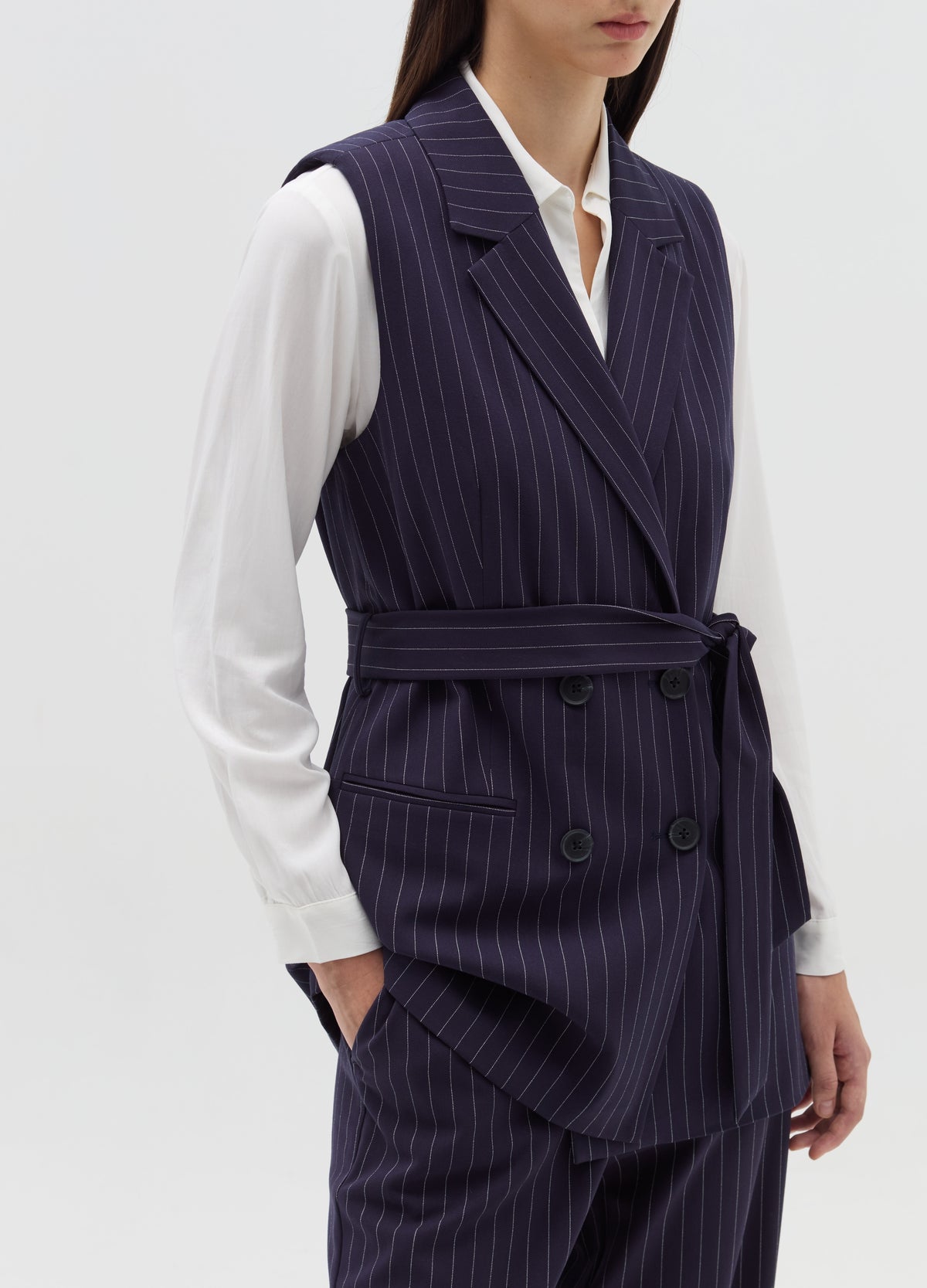 Ovs Double-Breasted Gilet With Belt