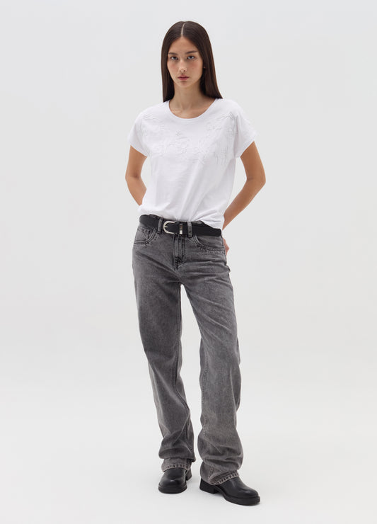 T-Shirt With Floral Embroidery