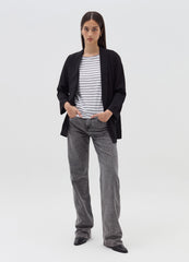 Open Crinkle-Effect Fluid Blazer