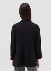 Open Crinkle-Effect Fluid Blazer