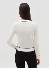 Pullover With Contrasting Striped Edging