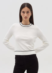 Pullover With Contrasting Striped Edging