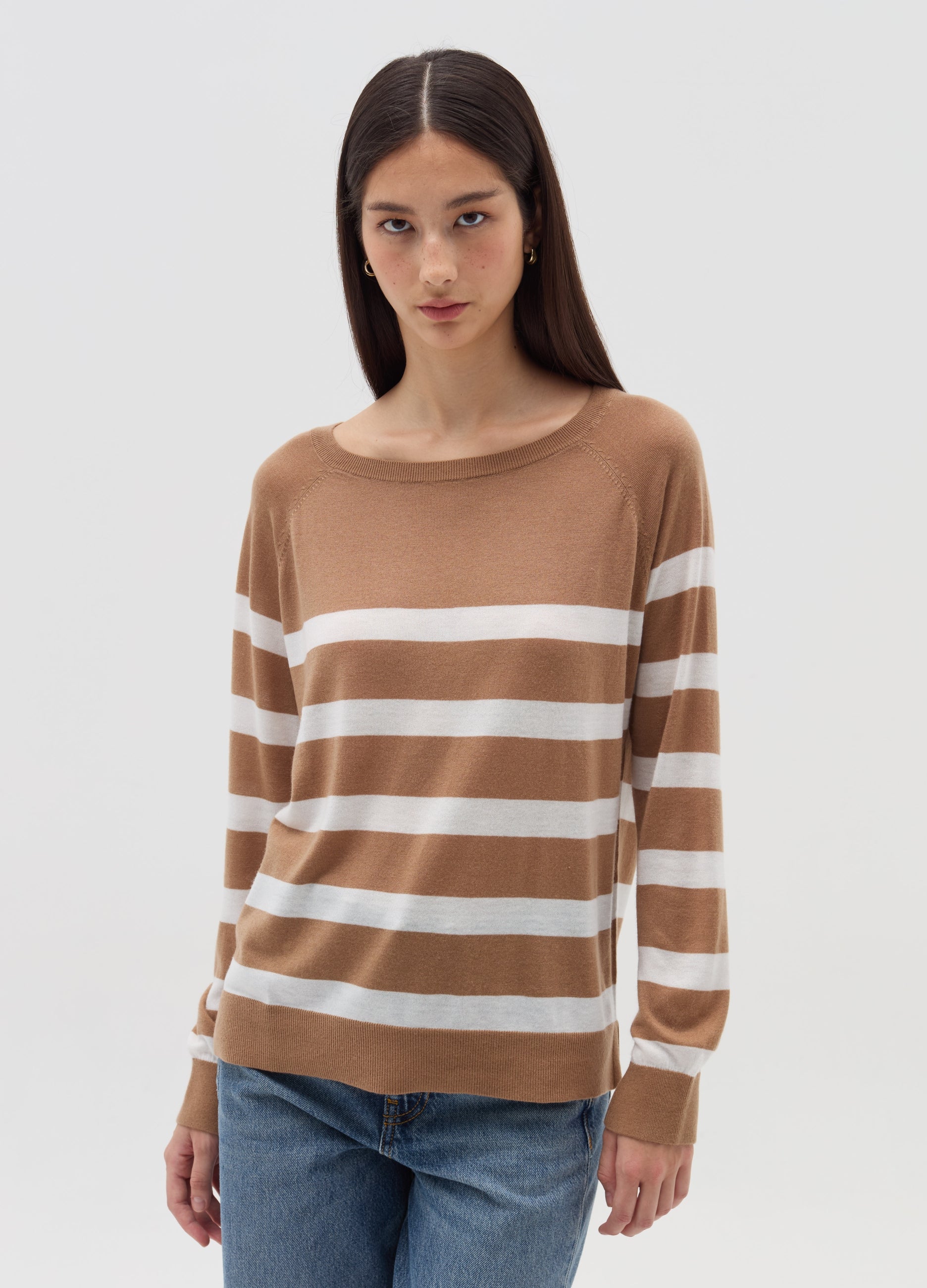 Ovs Striped Top With Raglan Sleeves