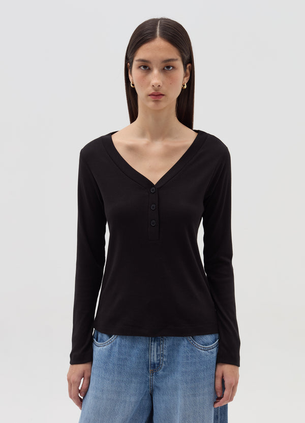 Ovs Long-Sleeved T-Shirt With Granddad Neckline