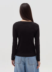 Long-Sleeved T-Shirt With Granddad Neckline