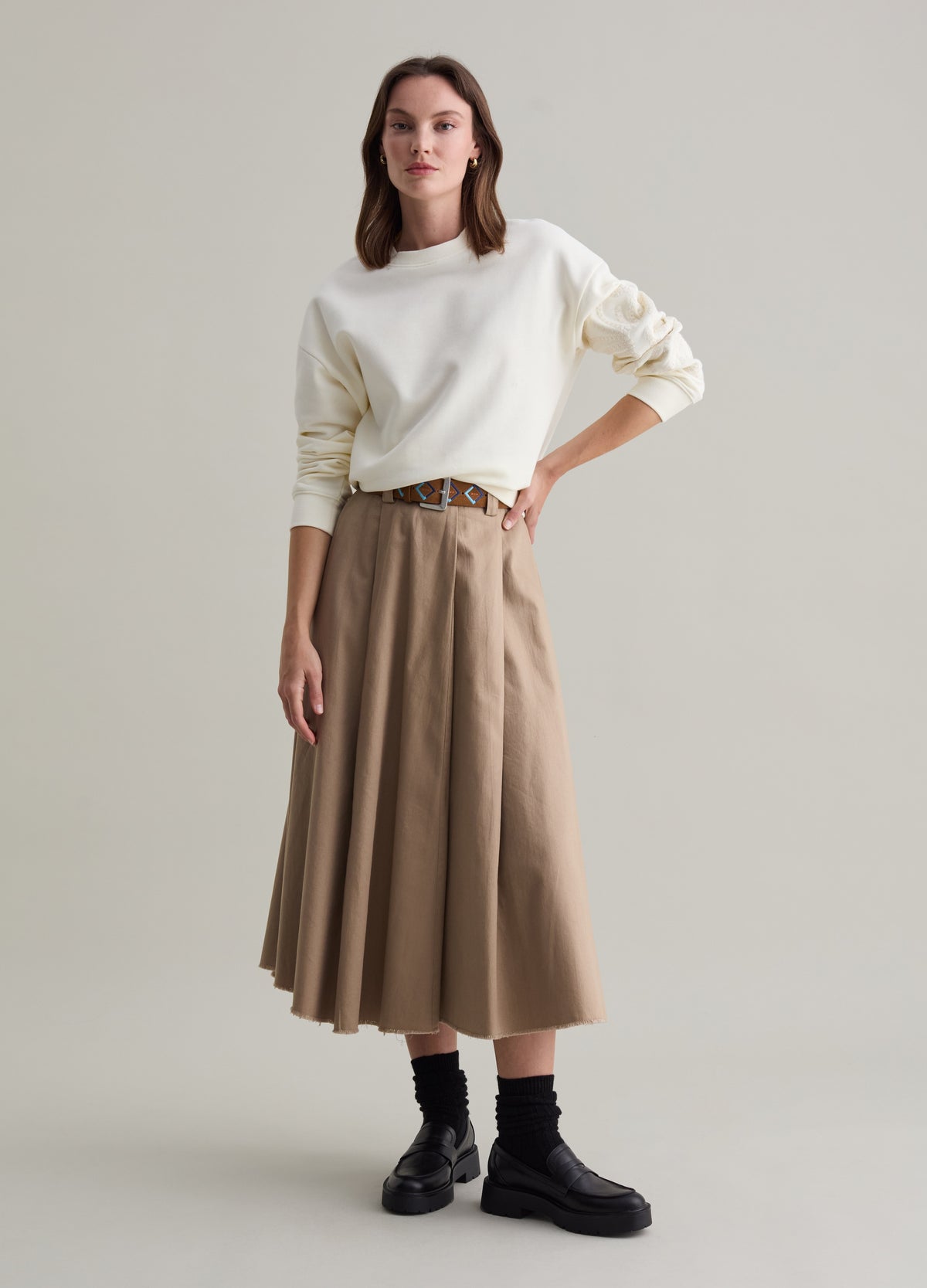 Full Midi Skirt With Fringing
