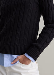 Ribbed Pullover With Cable-Knit Design